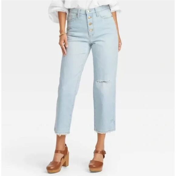 NWT Universal Thread Straight Leg Vintage Stretch High Rise Jeans 14 Long Tall - Picture 1 of 10